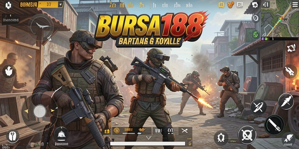 Screenshot gameplay BURSA188 menampilkan aksi Battle Royale yang mendebarkan.