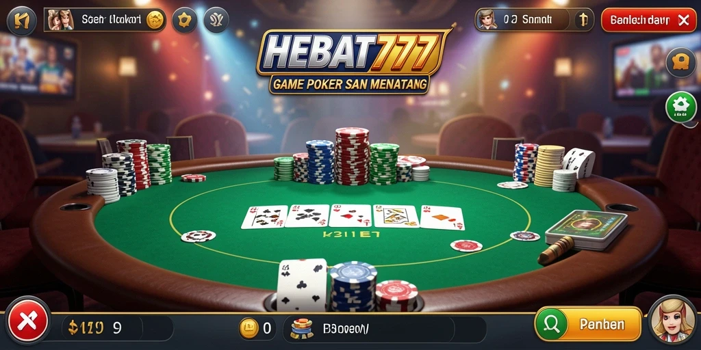 Tampilan menarik dari gameplay Poker HEBAT777 yang seru.