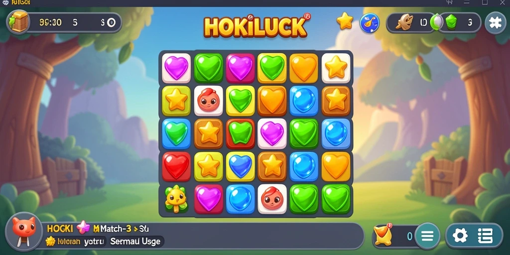 Gameplay seru HOKILUCK dengan kombinasi match-3 yang menarik.