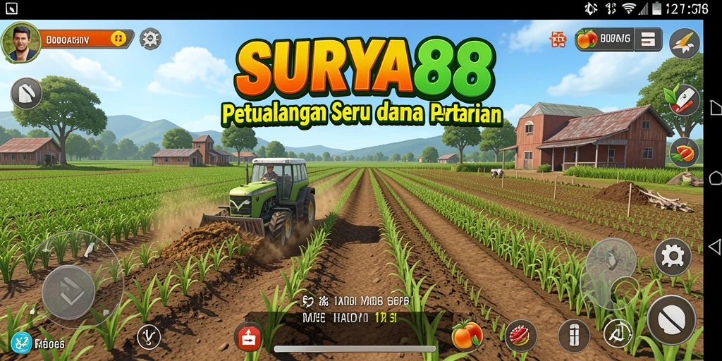 Screenshot utama SURYA88 menampilkan aktivitas bertani yang seru dan interaktif.