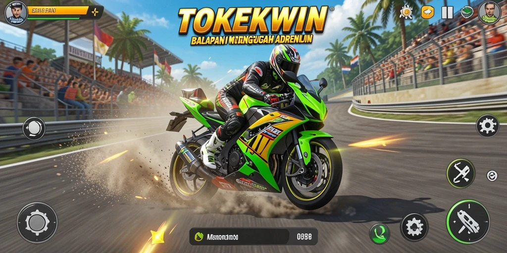 Gameplay seru balapan motor di TOKEKWIN.