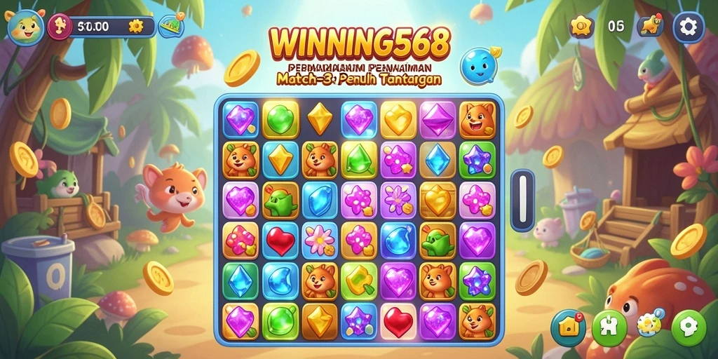 Tampilan gameplay menarik dari WINNING568 dengan aksi match-3 yang seru.