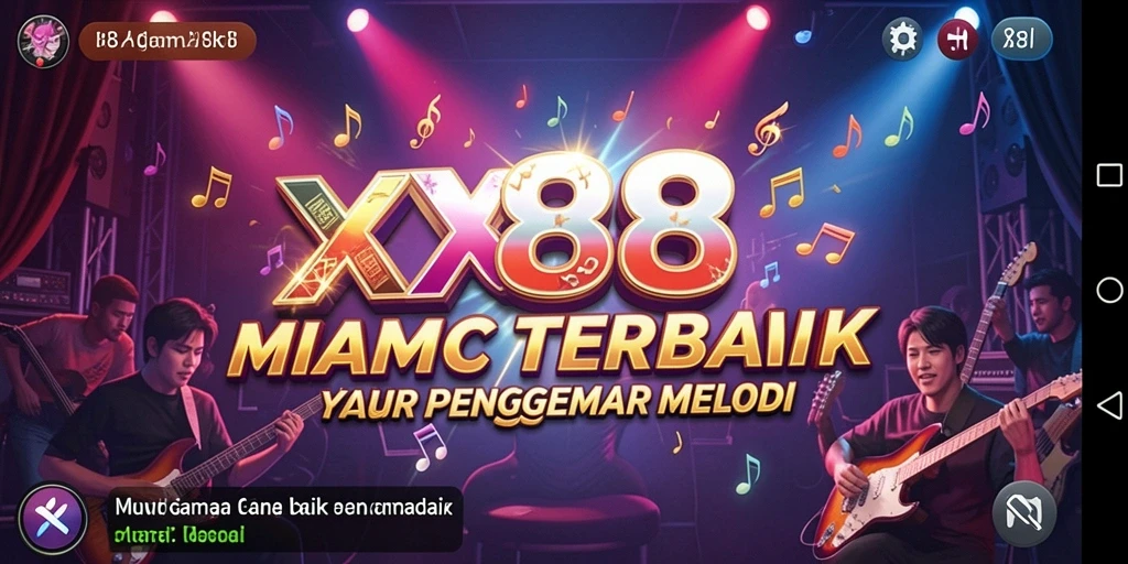 Screenshot X88 menunjukkan gameplay yang menarik dan interaktif dengan berbagai lagu.